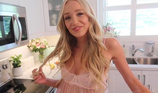 Blonde pushes her panties for homemade POV porn