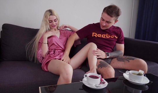 Russian blonde came to drink tea and fuck cancer